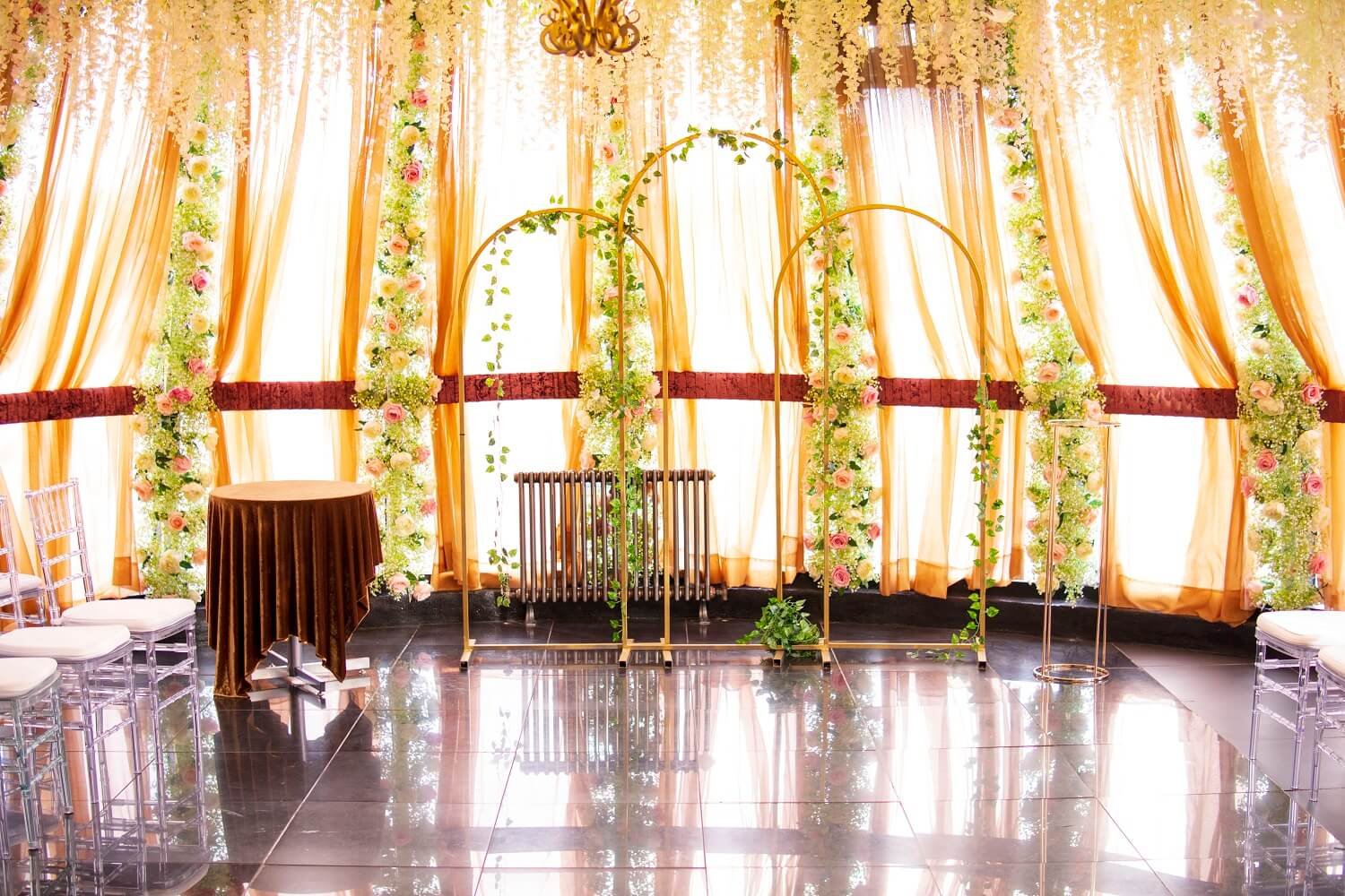 Inclusive wedding hall layout at The Maison Bradford featuring step-free access and spacious seating.