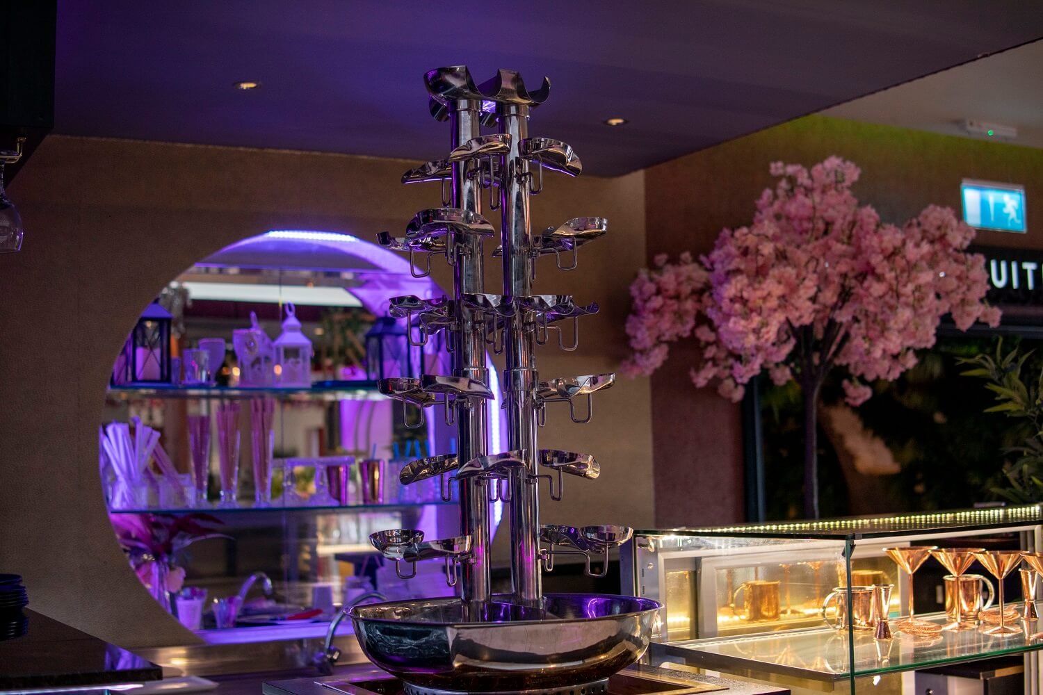 Luxury drinks and refreshment area at The Maison, a top choice for all-inclusive wedding halls Bradford.